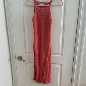 Knitted Coral Midi Dress